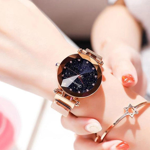 Magnetite Starry Women's Watch Mesh Belt With Diamonds Ladies Trend Quartz Watch Wrist Watch