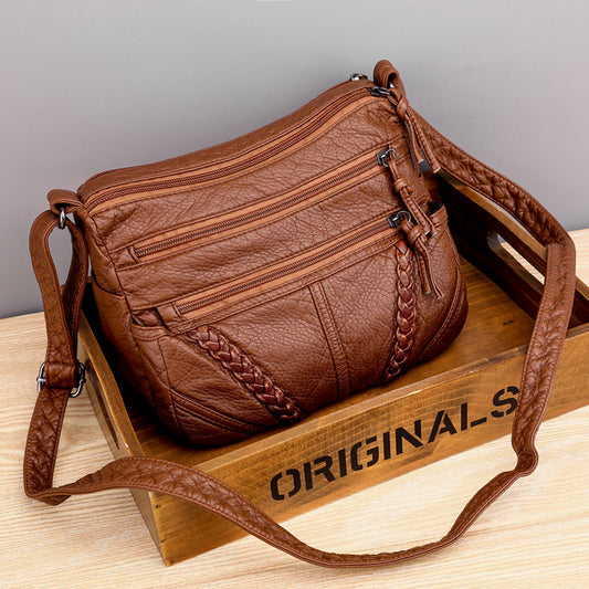 New women's bag soft leather texture large capacity middle-aged shoulder bag trend