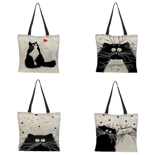 Hot sale cotton and linen shopping bag animal pattern environmental protection large-capacity cloth bag