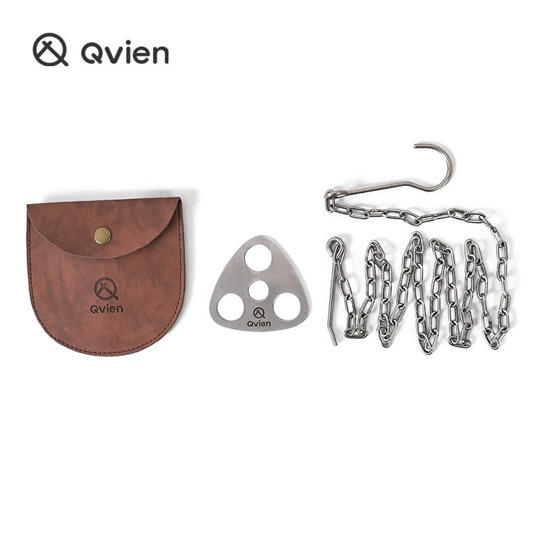 Qvien Outdoor Camping Portable Triangle Hanging Pot Bracket Barbecue Frame Branch Multi-purpose Picnic Ring Hook