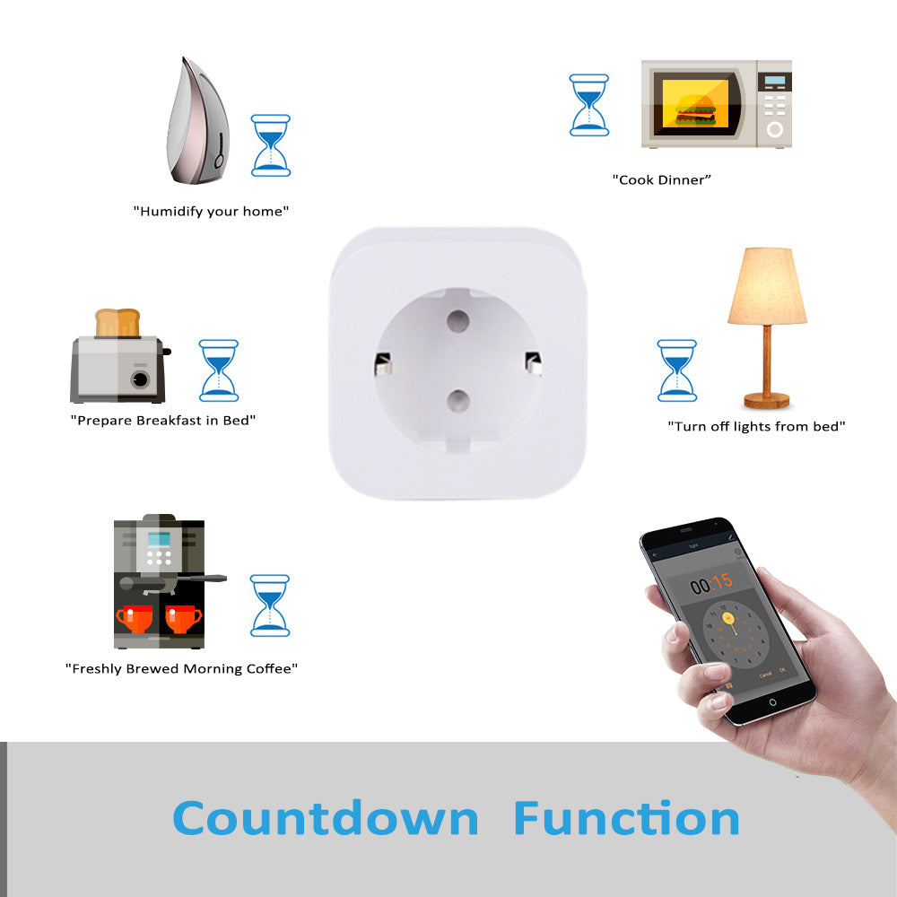 Smart Home wifi socket European plug 16A with power meter Alexa voice mobile phone remote control