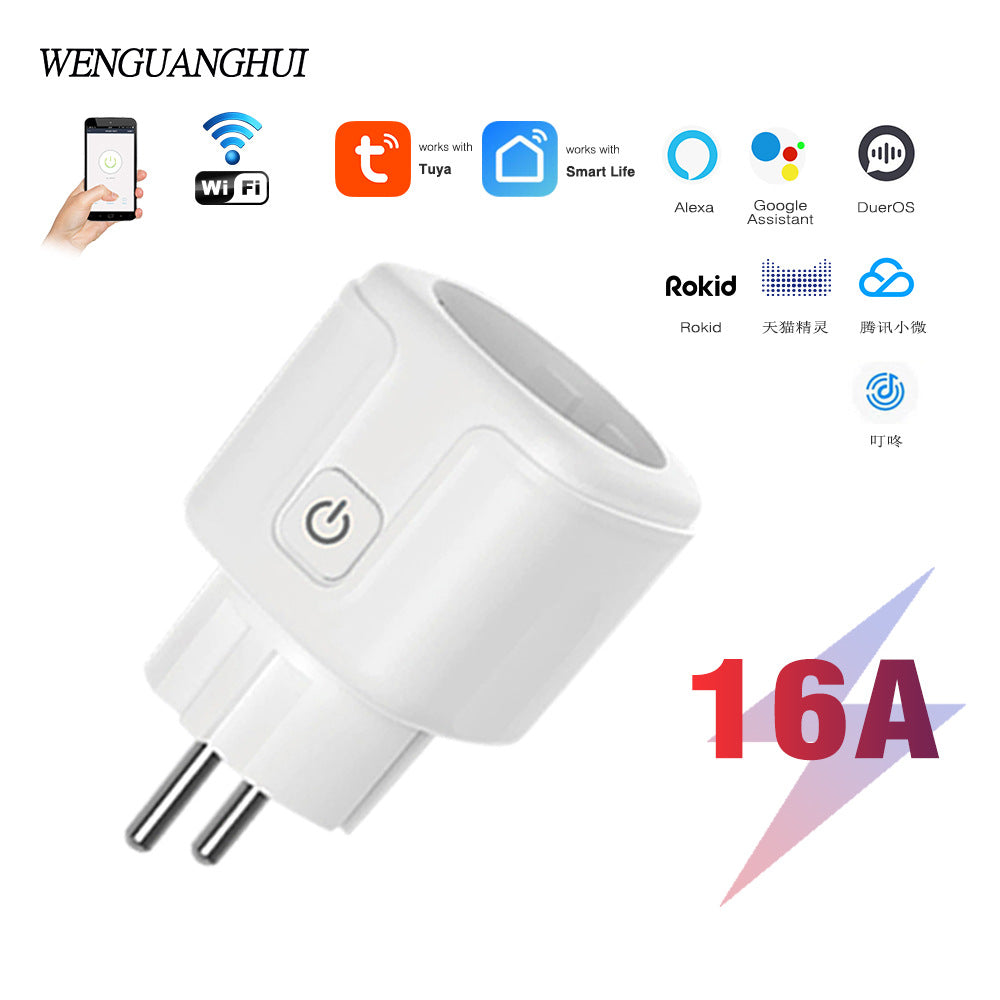 Smart Home wifi socket European plug 16A with power meter Alexa voice mobile phone remote control