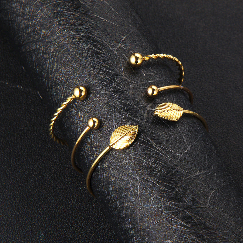 Trio of Bracelets  leaf ball alloy bracelet / bracelet three-piece suit set