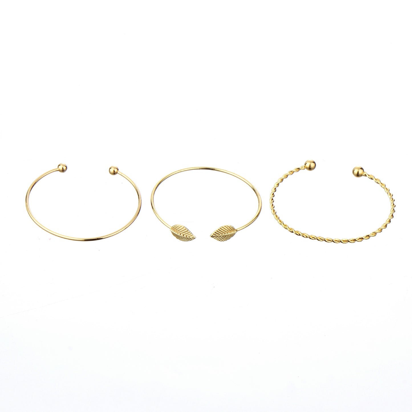 Trio of Bracelets  leaf ball alloy bracelet / bracelet three-piece suit set