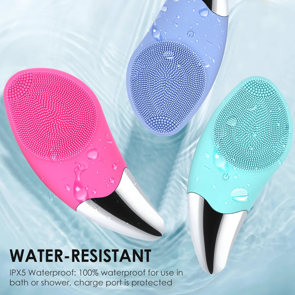 Mini Electric Facial Cleansing Brush Silicone Sonic Face Cleaner Deep Pore Cleaning Skin Massager Face Cleansing Skin Care Tools