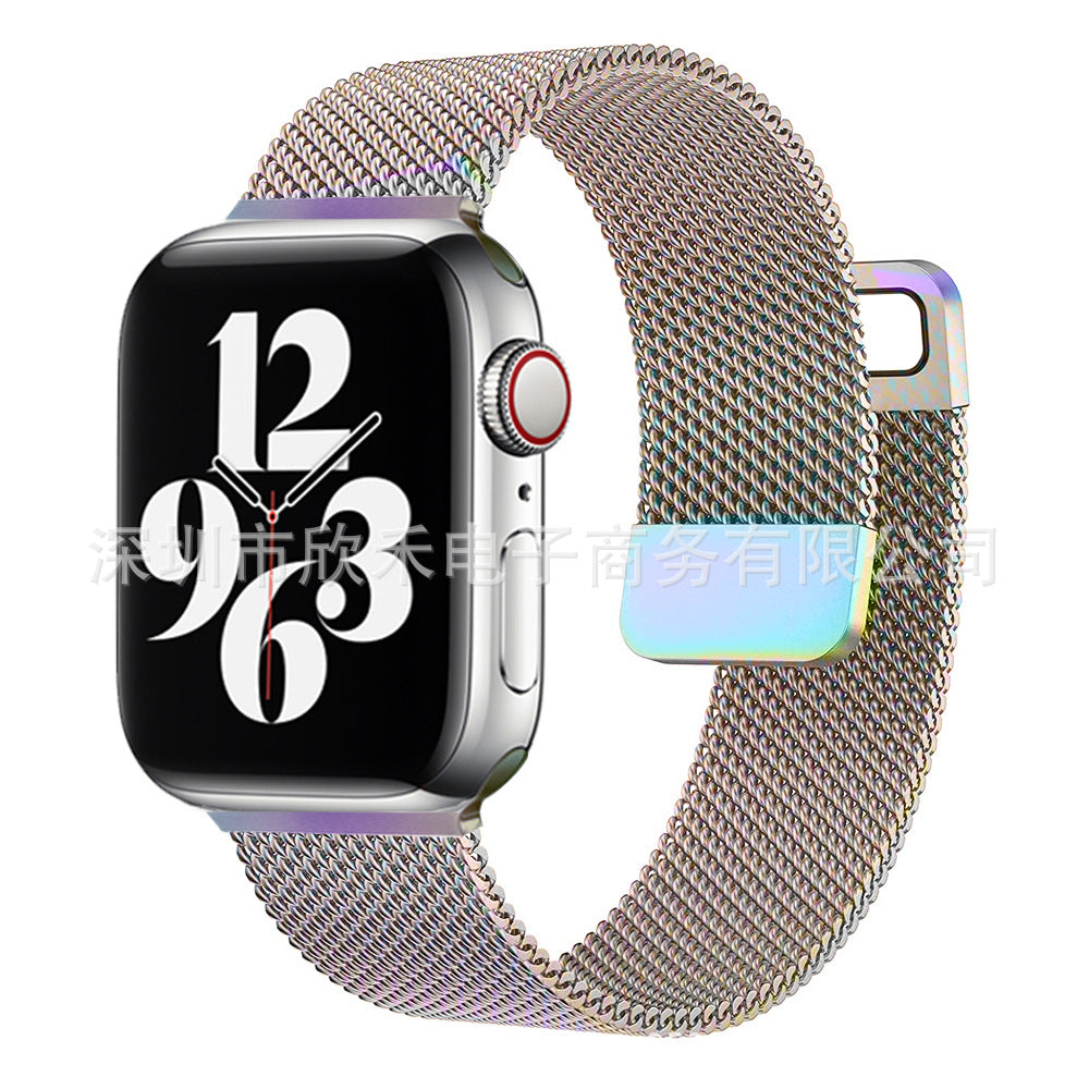 Suitable for Apple Watch 1-7, SE generation, Milanese modified two-section stainless steel strap