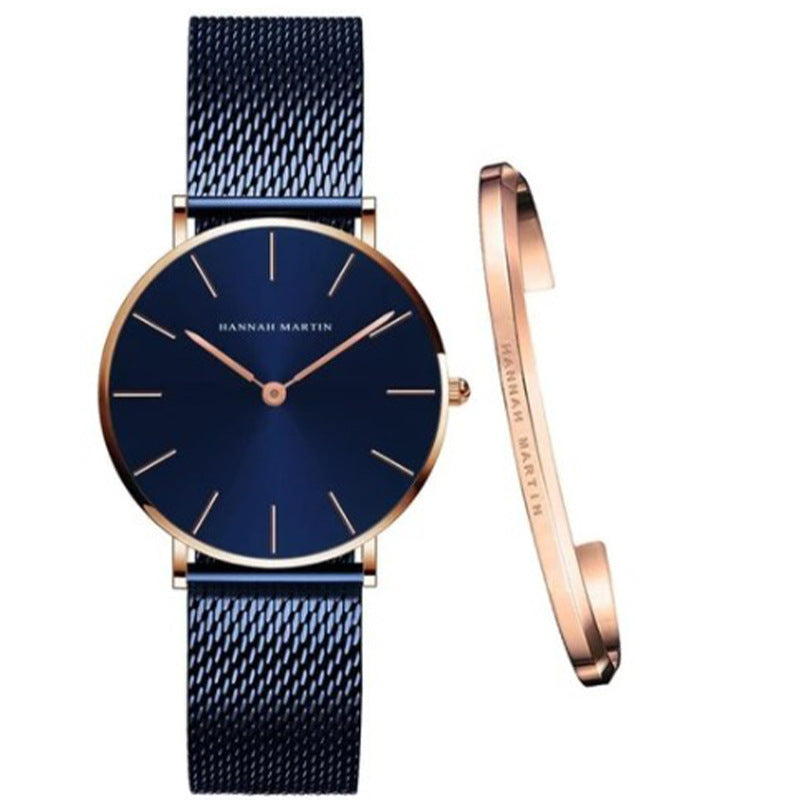 Japanese quartz movement mesh strap waterproof 36mm simple women's watch bracelet set