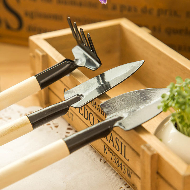 Three-piece set of gardening tools