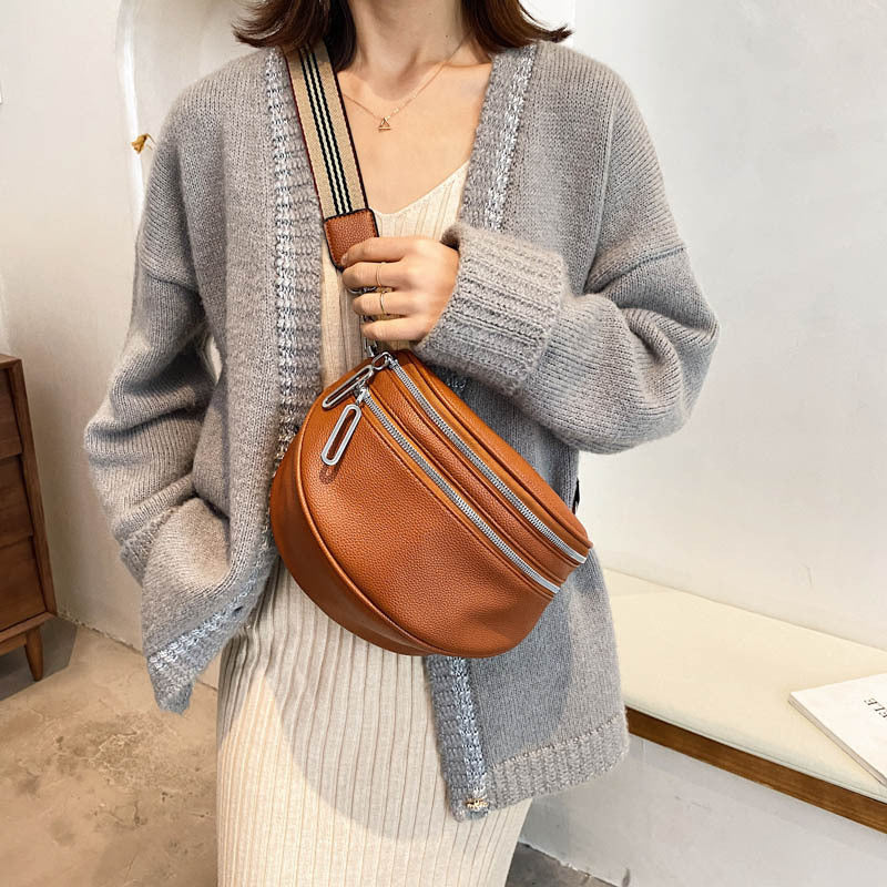 New popular wide shoulder strap shoulder bag trendy fashion Messenger bag versatile large capacity chest bag