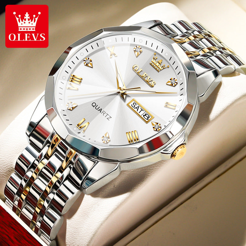 Oris brand watch fashion double calendar quartz watch waterproof men's watch