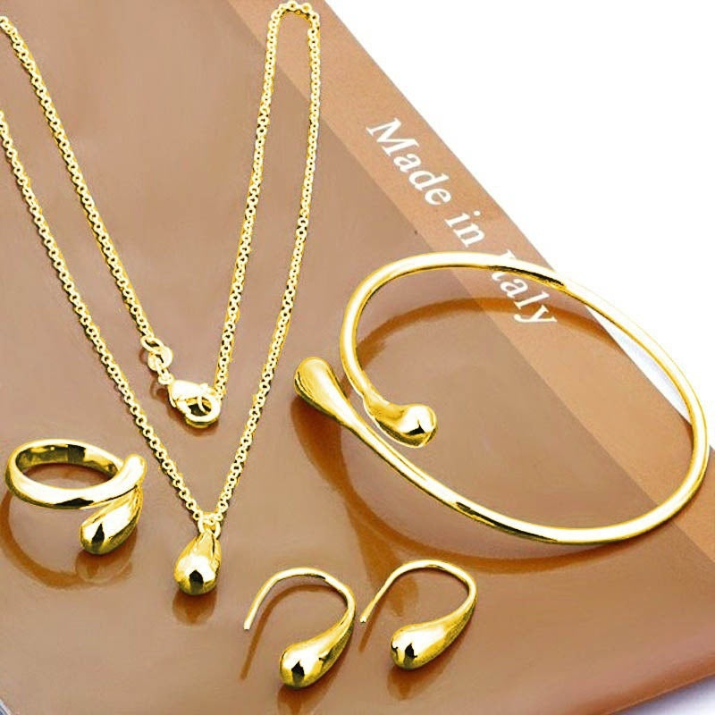 Fengshui drop four-piece set earrings ring bracelet necklace jewelry set