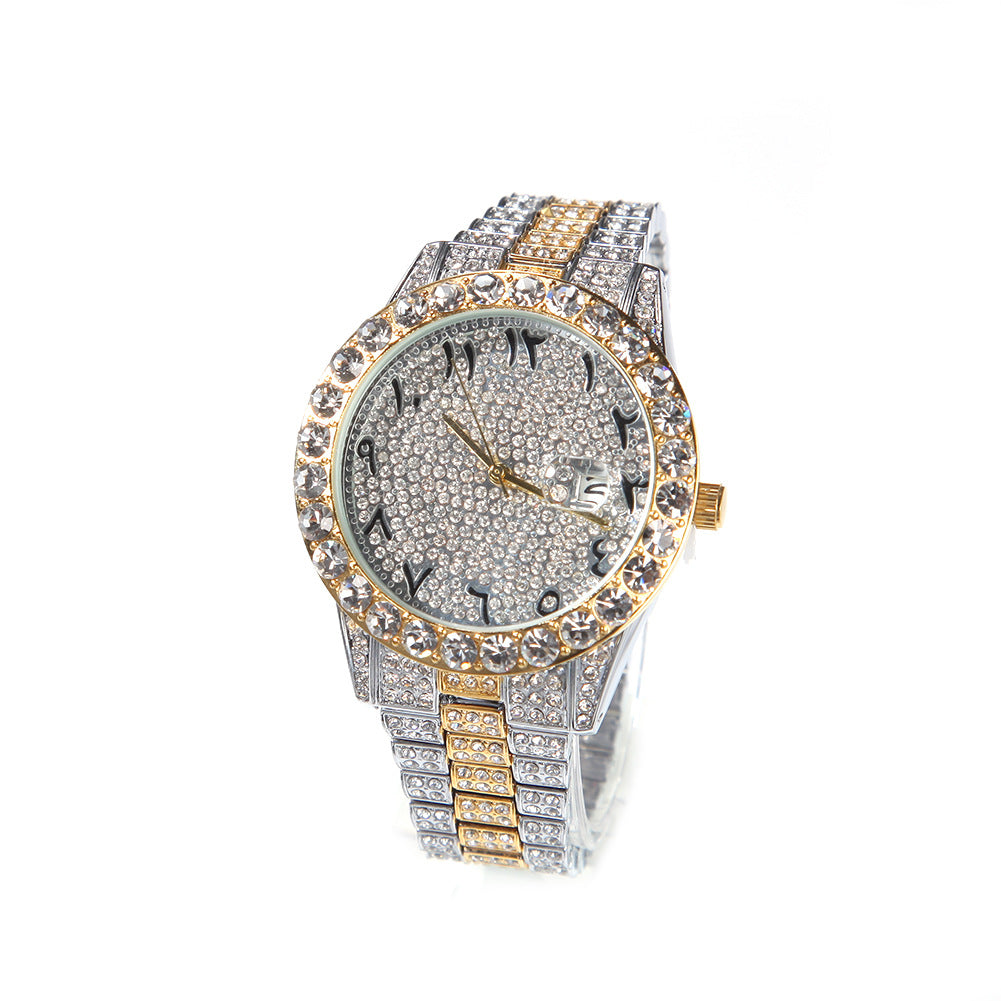 Gumeng new watch unisex fashion full diamond British watch classic floral digital large dial watch