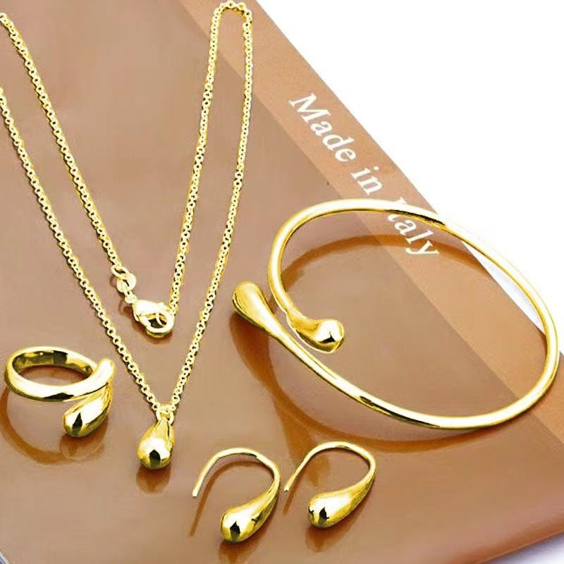 Fengshui drop four-piece set earrings ring bracelet necklace jewelry set