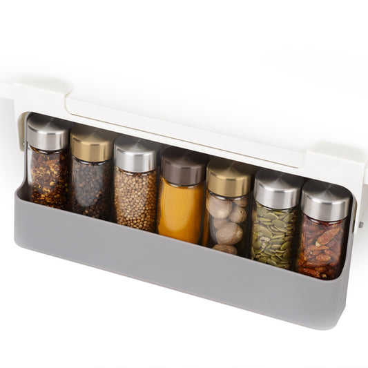 Home Kitchen Self-adhesive Wall-mounted Under-Shelf Spice Organizer Spice Bottle Storage Rack