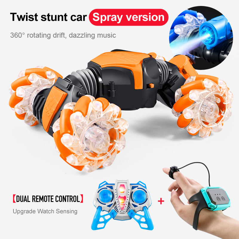 Spray stunt car gesture induction twisting car luminous music children's electric toy remote control car