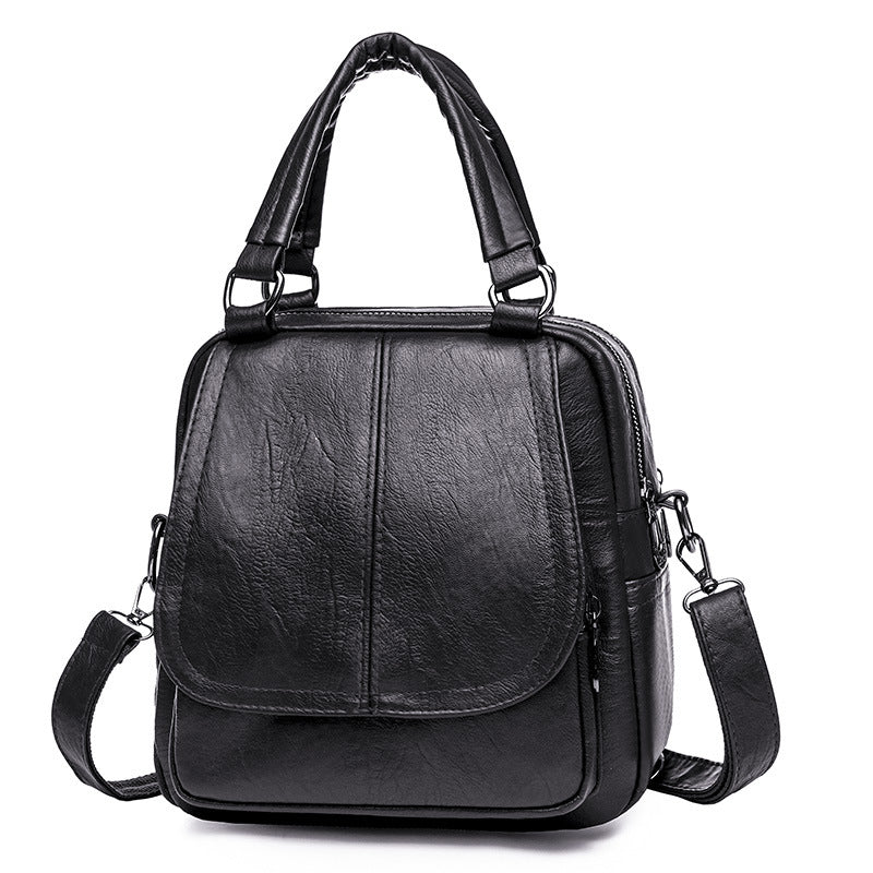 Backpack new soft leather multi-functional dual-use one-shoulder Messenger double-shoulder portable large-capacity women's bag