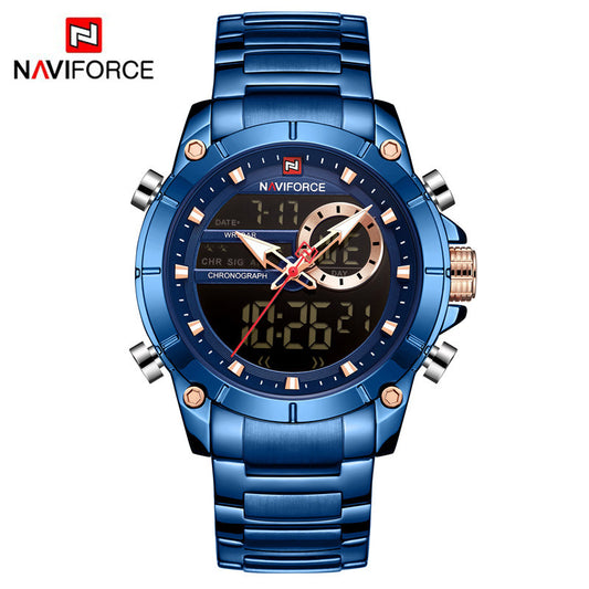 NAVIFORCE 9163 stainless steel electronic luminous chronograph watch quartz watch men's watch