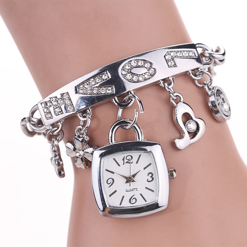 Hot sale alloy diamond pendant bracelet high-end ladies fashion watch