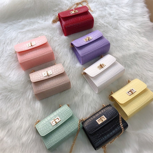 Mini small bag women new trendy crocodile pattern solid color fashion one shoulder Messenger chain bag