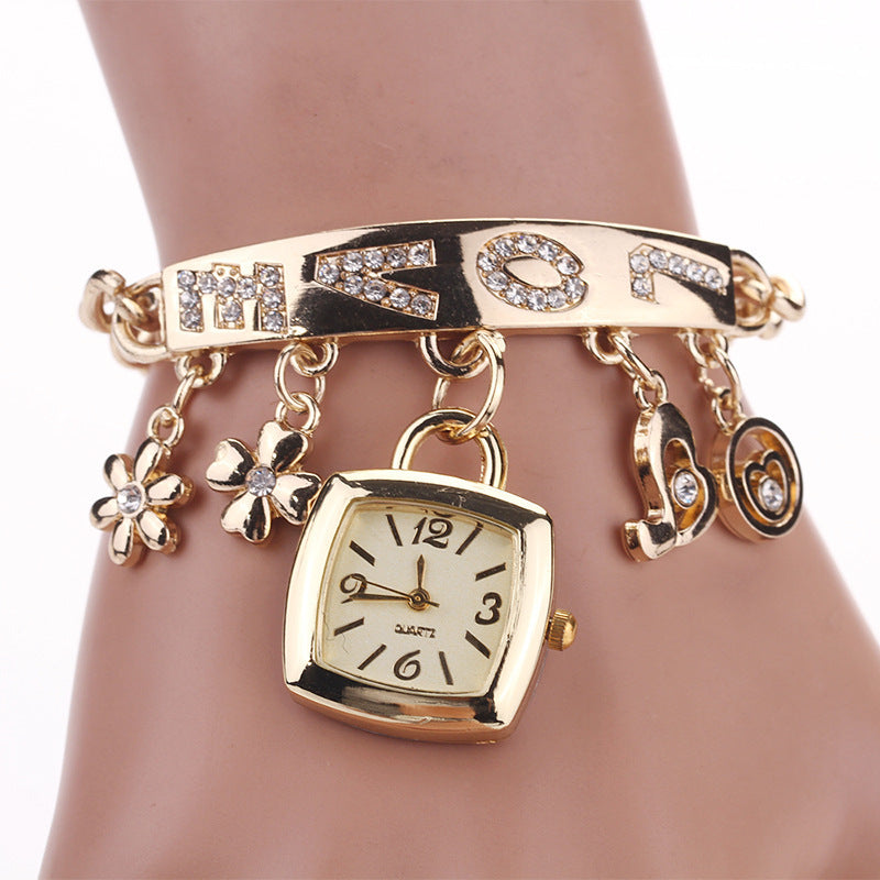 Hot sale alloy diamond pendant bracelet high-end ladies fashion watch