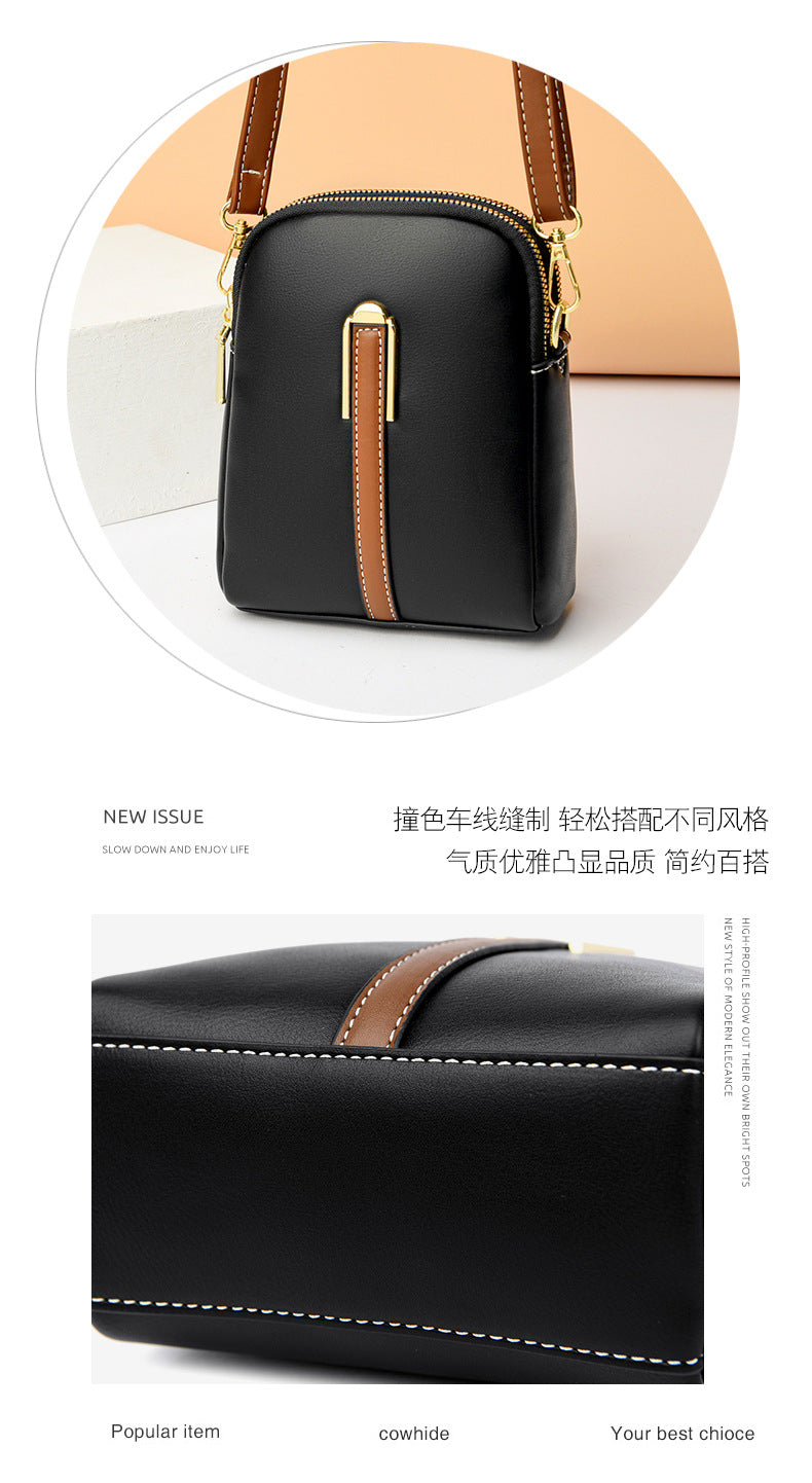 New soft leather one-shoulder oblique-span portable mobile phone bag