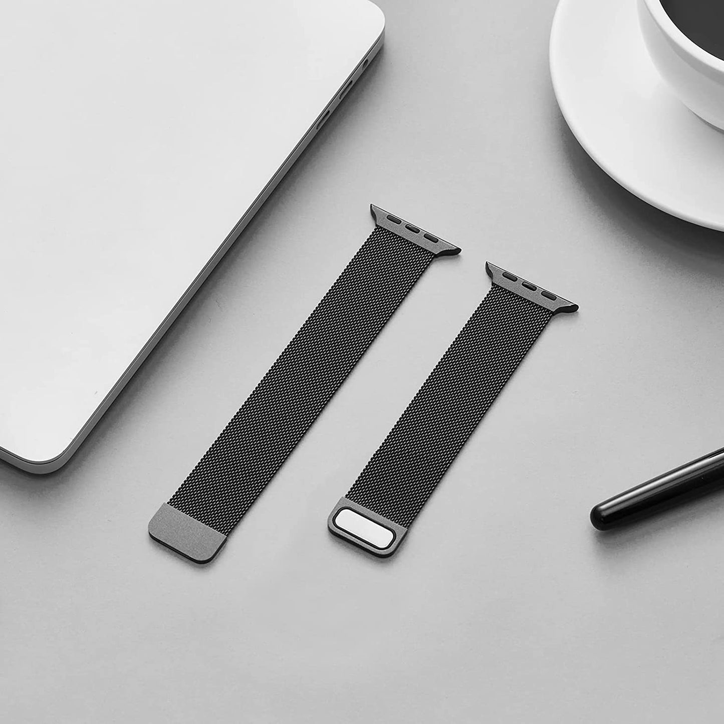 Suitable for Apple Watch 1-7, SE generation, Milanese modified two-section stainless steel strap