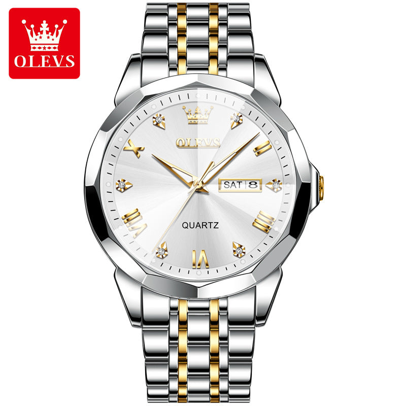 Oris brand watch fashion double calendar quartz watch waterproof men's watch