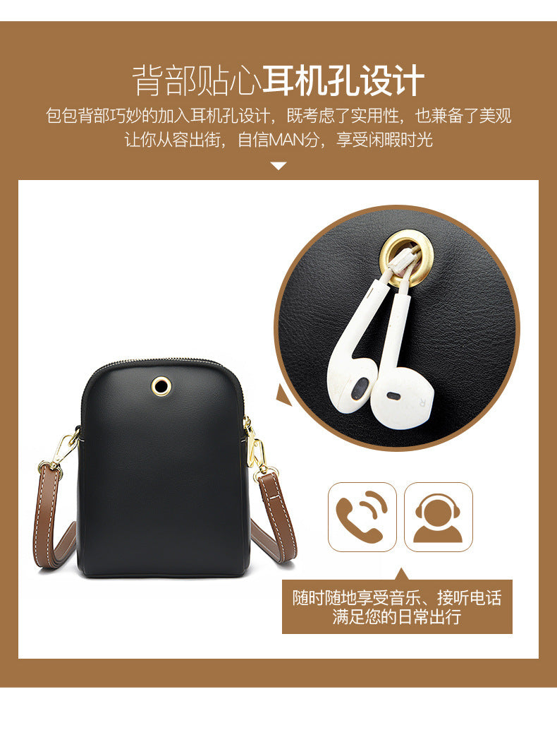 New soft leather one-shoulder oblique-span portable mobile phone bag