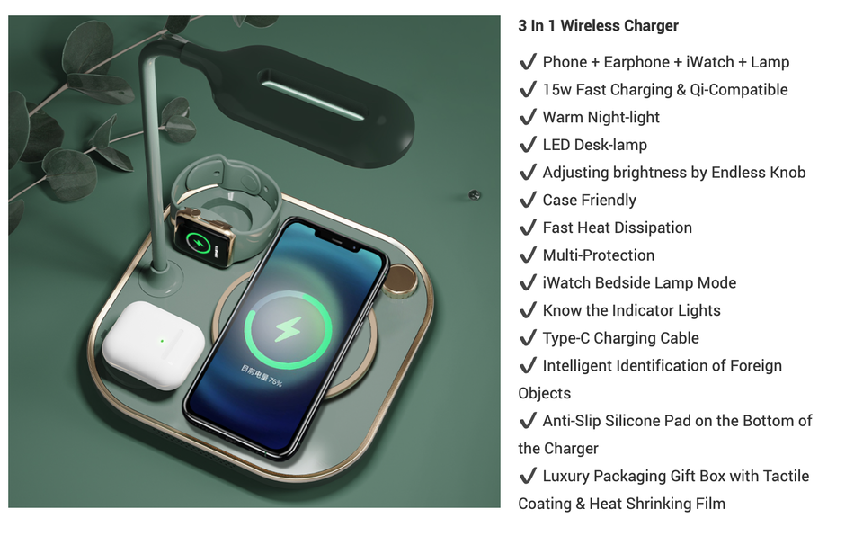 4-in-1 wireless charger suitable for Apple watch and mobile phone wireless fast charging