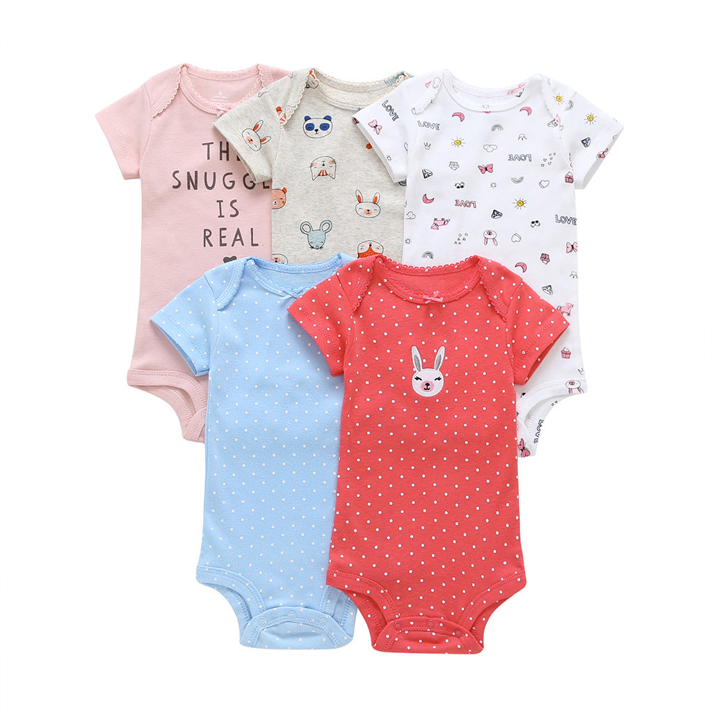 Baby cotton short-sleeved mixed color suit