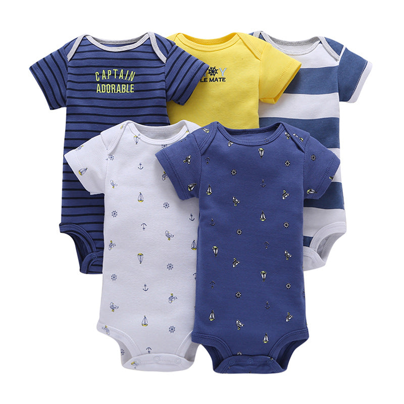 Baby cotton short-sleeved mixed color suit