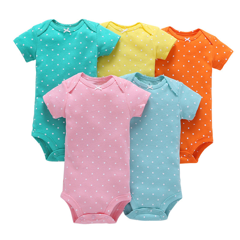 Baby cotton short-sleeved mixed color suit