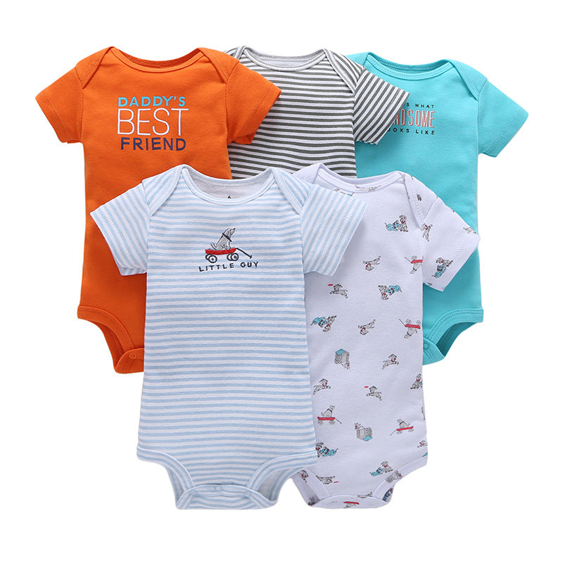 Baby cotton short-sleeved mixed color suit