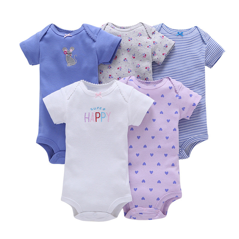 Baby cotton short-sleeved mixed color suit