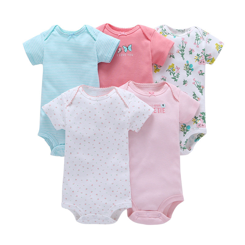 Baby cotton short-sleeved mixed color suit