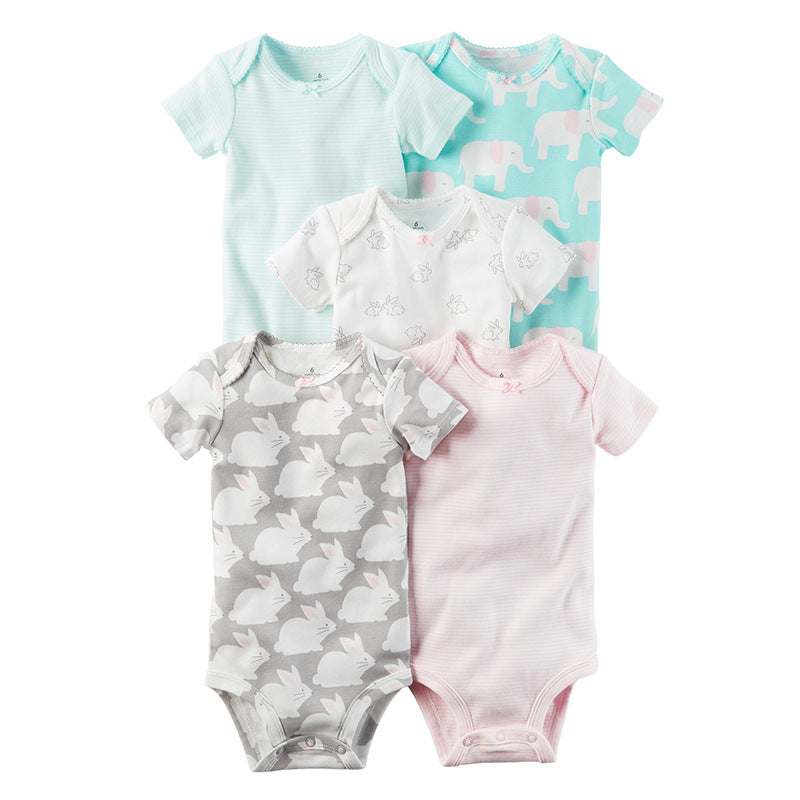 Baby cotton short-sleeved mixed color suit