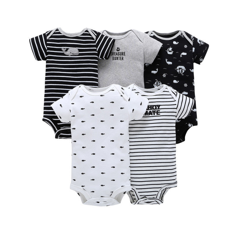 Baby cotton short-sleeved mixed color suit