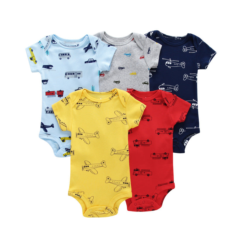 Baby cotton short-sleeved mixed color suit