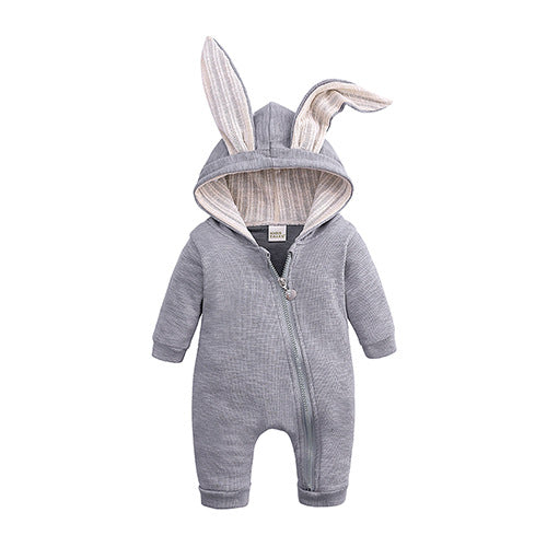 Baby solid color rabbit ears jacket